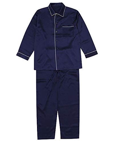 ワコール 睡眠科学 シルクサテン 男性用 シャツパジャマ YGX509 M KOディープネイビー
