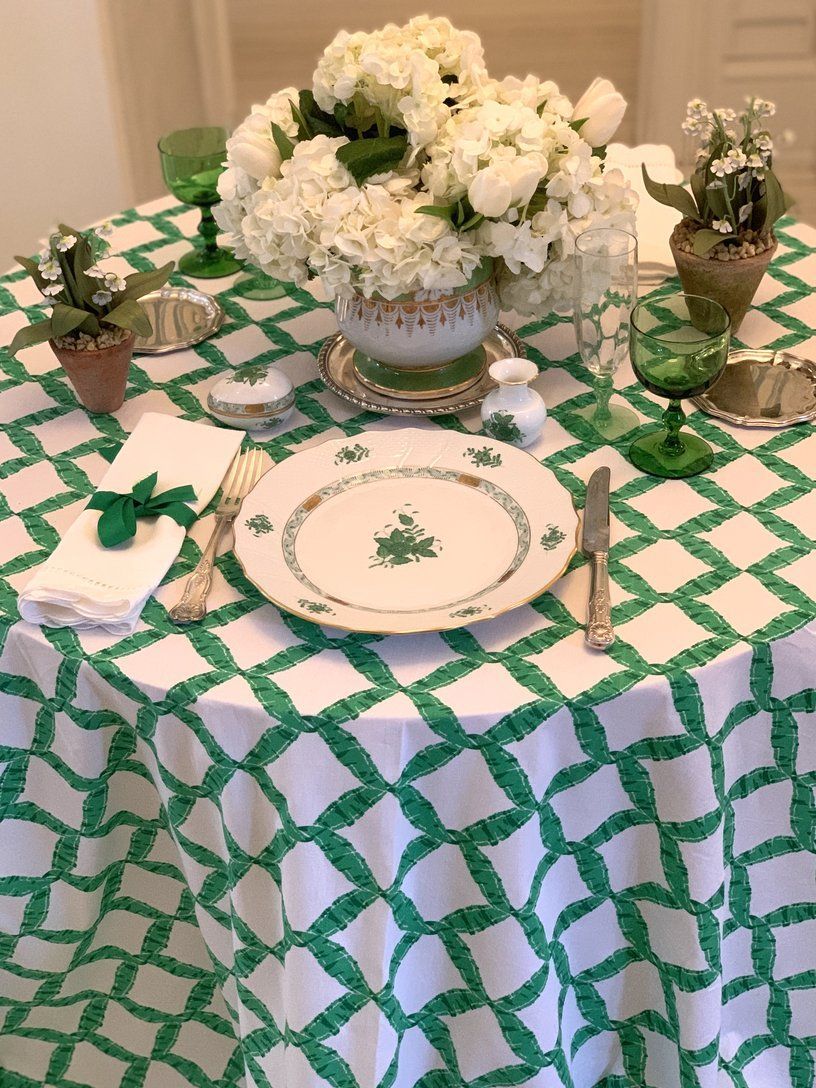 Green Ribbon Tablecloth