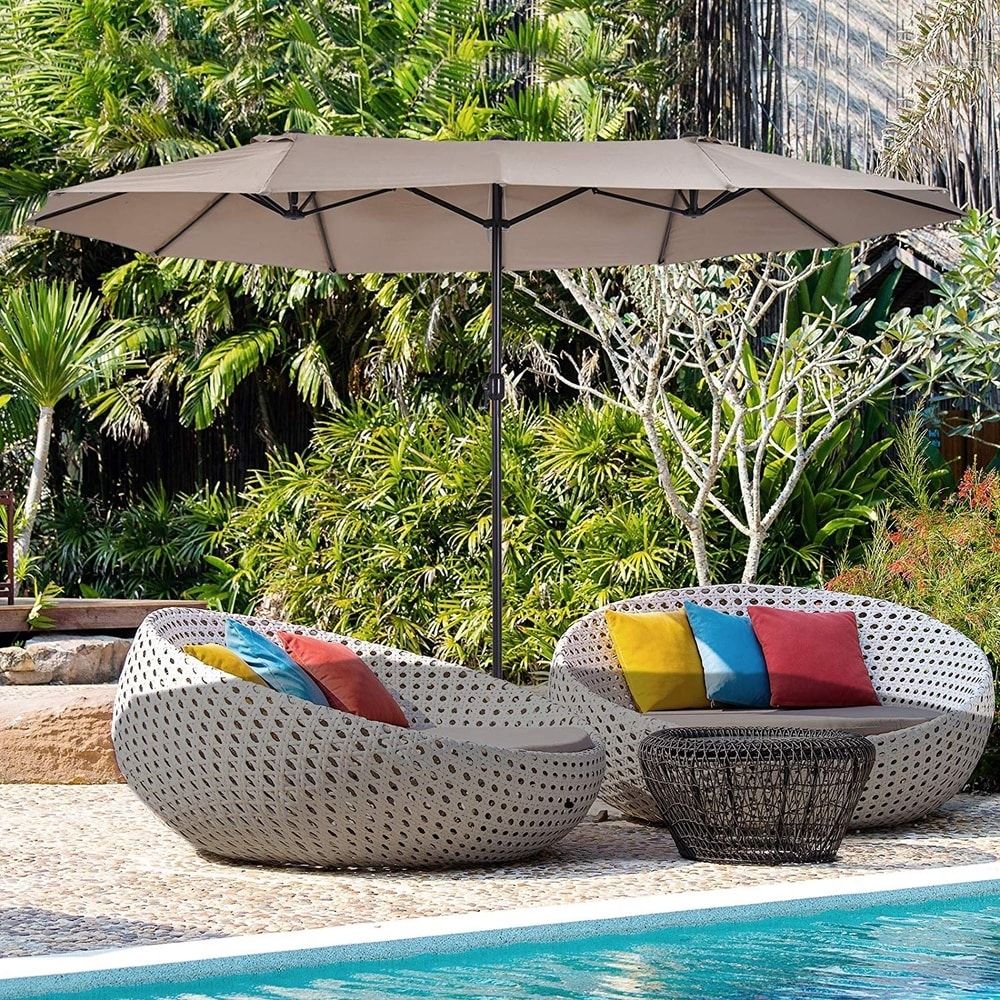 Details about   13 FT Double-Sided Patio Umbrella Outdoor Garden Umbrella Large Sun Shade Yard 