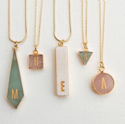 Personalized Initial Natural Stone Necklace