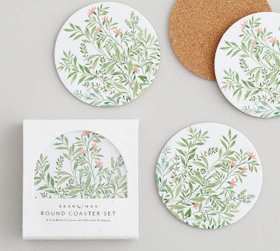 Garden Seedlings Cork Coasters 