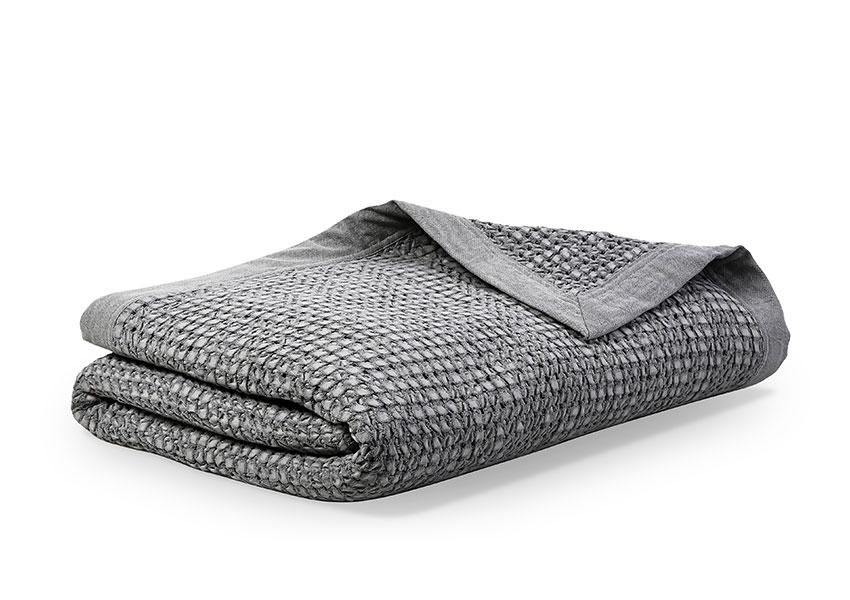 Grey Cotton Waffle Weave Coverlet