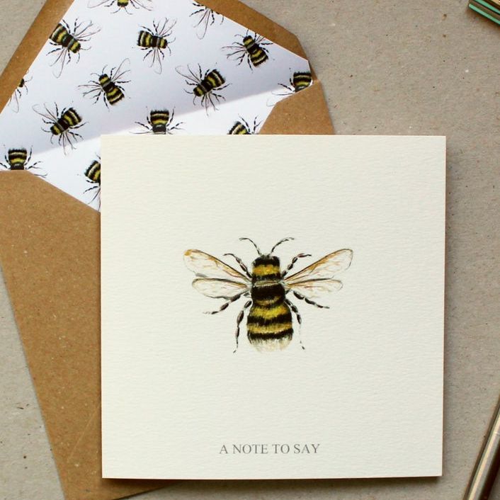 Hand Finished Bumble Bee Stationery Set Letter Writing Set Designed With Optional Stationery Wallet By CottageRts Lovely Birthday Present