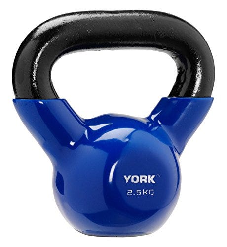 York Fitness Unisex's Vinyl Dipped Cast Kettlebell, Blue, 7.5 kg