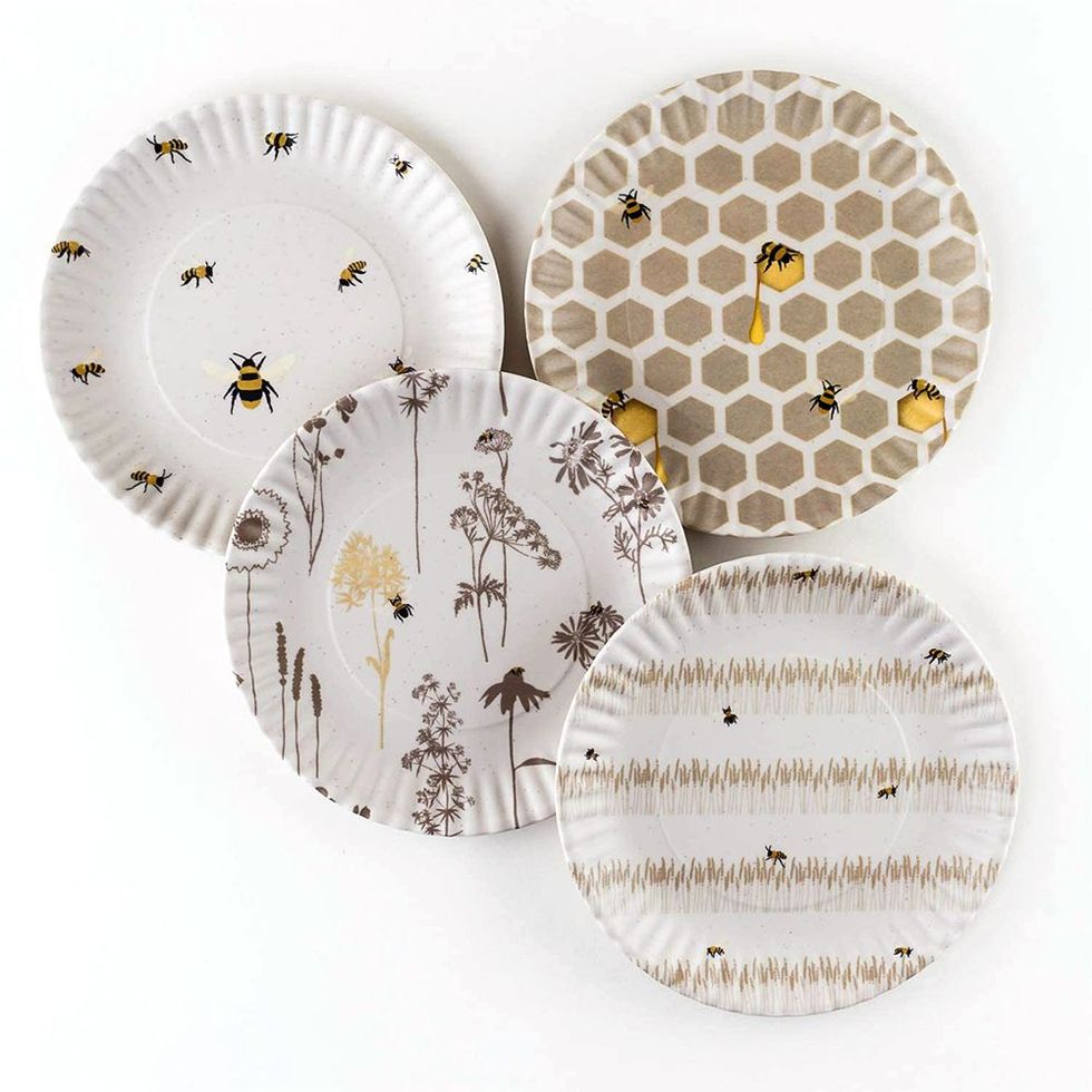 180 Degrees Busy Bees Melamine 9-Inch Plates (Set of Four)