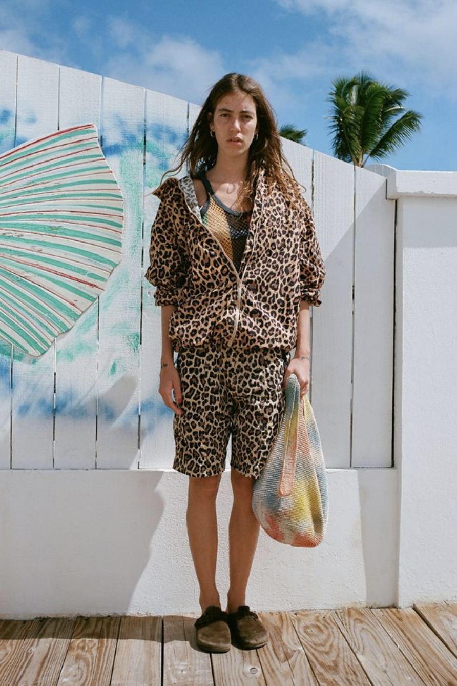 Leopard Print Nylon Shorts