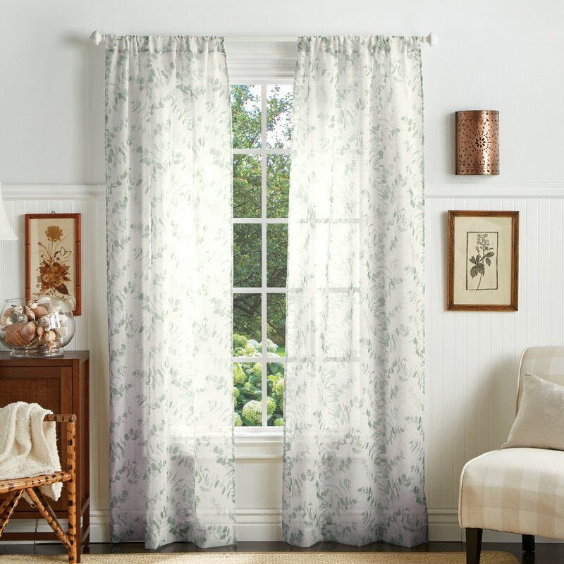 Eucalyptus Floral Semi-Sheer Curtains