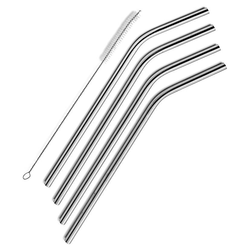 Cleaing Brush Included Reusable Drinking Straws,Set of 4,Stainless Steel Straws