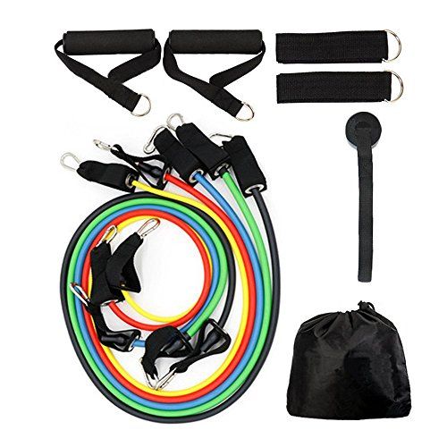 Resistance Band Set with Door Anchor Ankle Straps and Carry Case