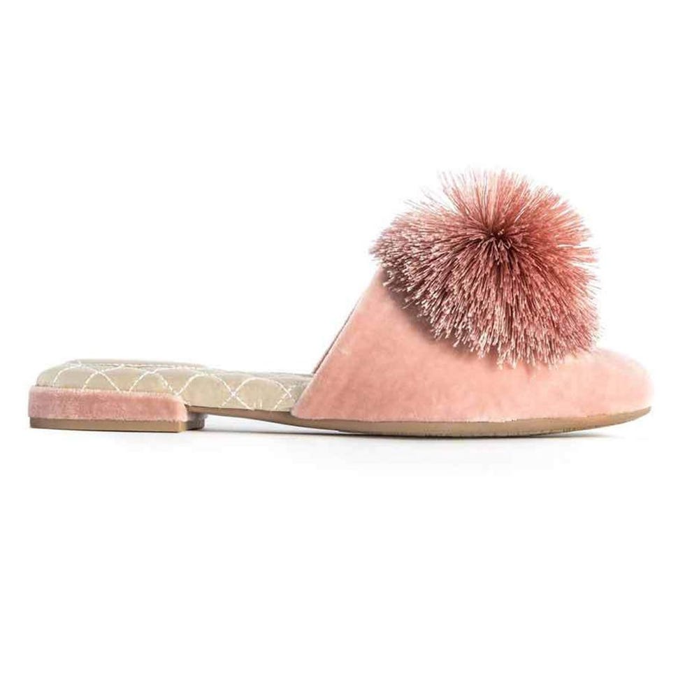 Birdies Pink Velvet Pom Slip-On