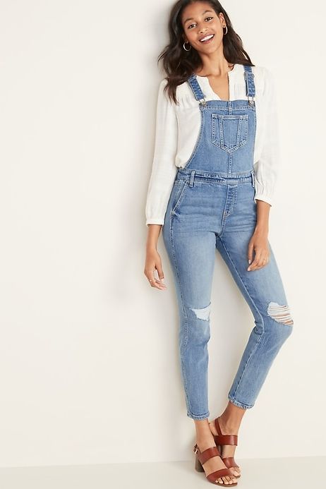 Distressed Style Cotton Dungarees Linen Overalls Women, Summer