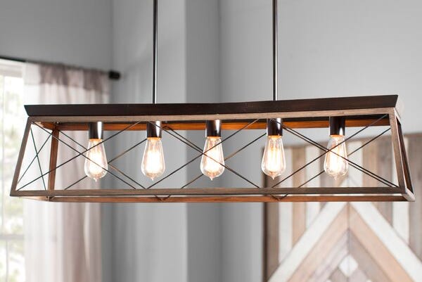 Delon 5-Light Kitchen Island Linear Pendant Delon 5-Light Kitchen Island Linear Pendant