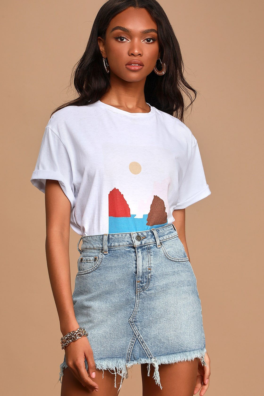 Cute tops to cheap wear with jean skirts