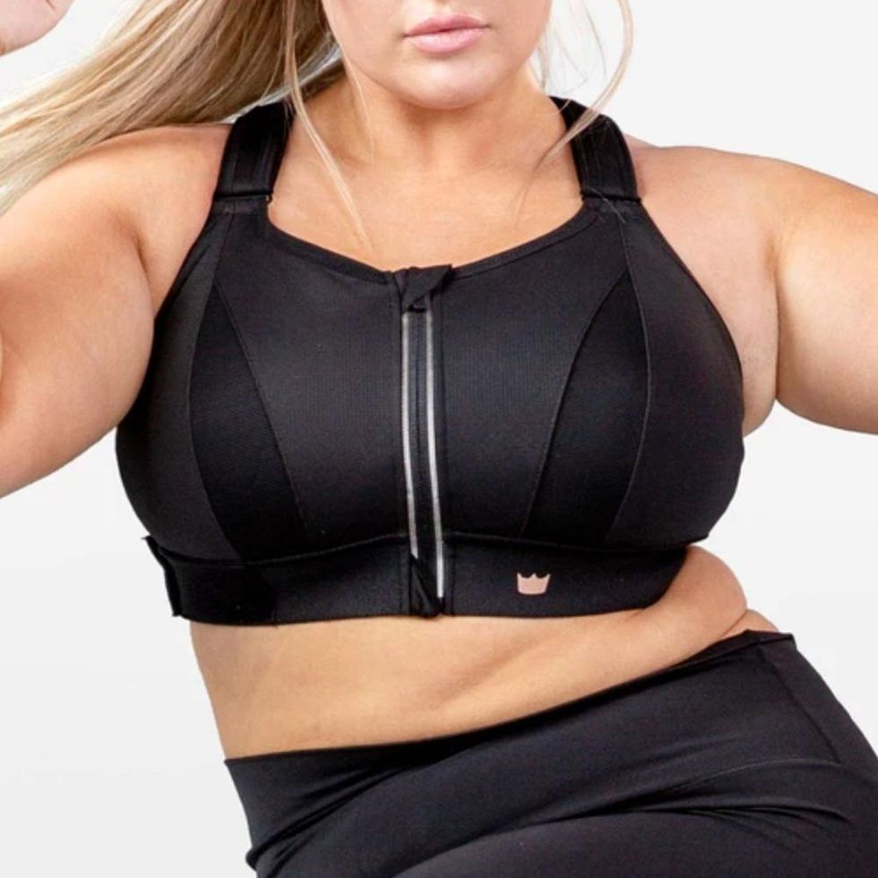 Yvette High Neck Supportive Sports Bra - No Bounce Soft Moisture Wicking  for Running Racerback Plus Size Black