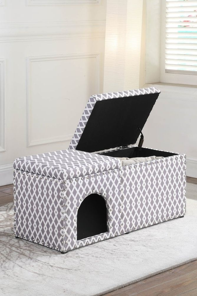 Horizon Grey Pet Housing with Storage Bench