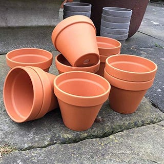 Small terracotta plant pots, pack of 10