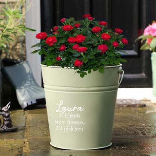 Personalised Sage Green Deep Garden Planter Bucket