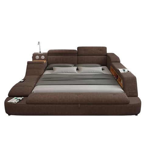 Multifunction Soft  Fabric Bed Frame Furniture With Speaker Massage And Storage Box