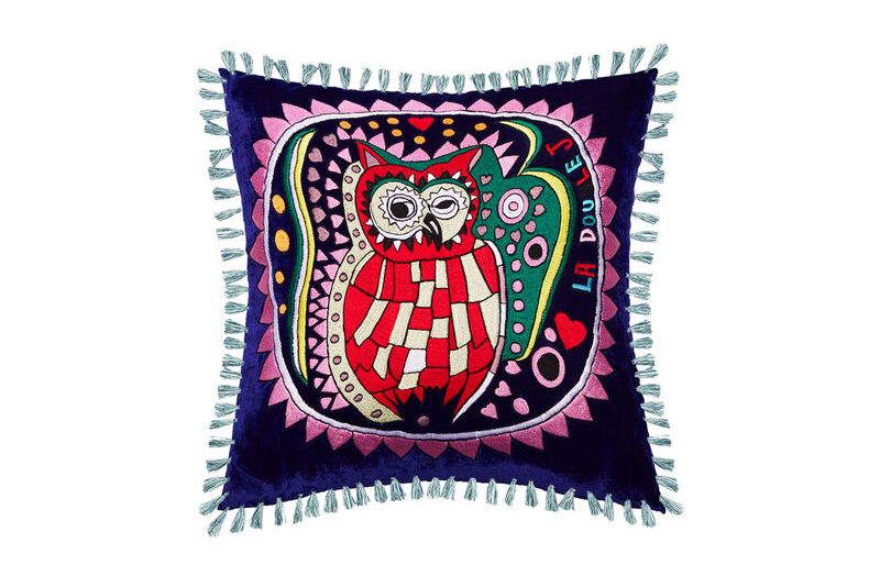 Velvet Embroidered Baby Athena Cushion
