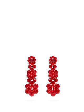 Floral Crystal Drop Earrings