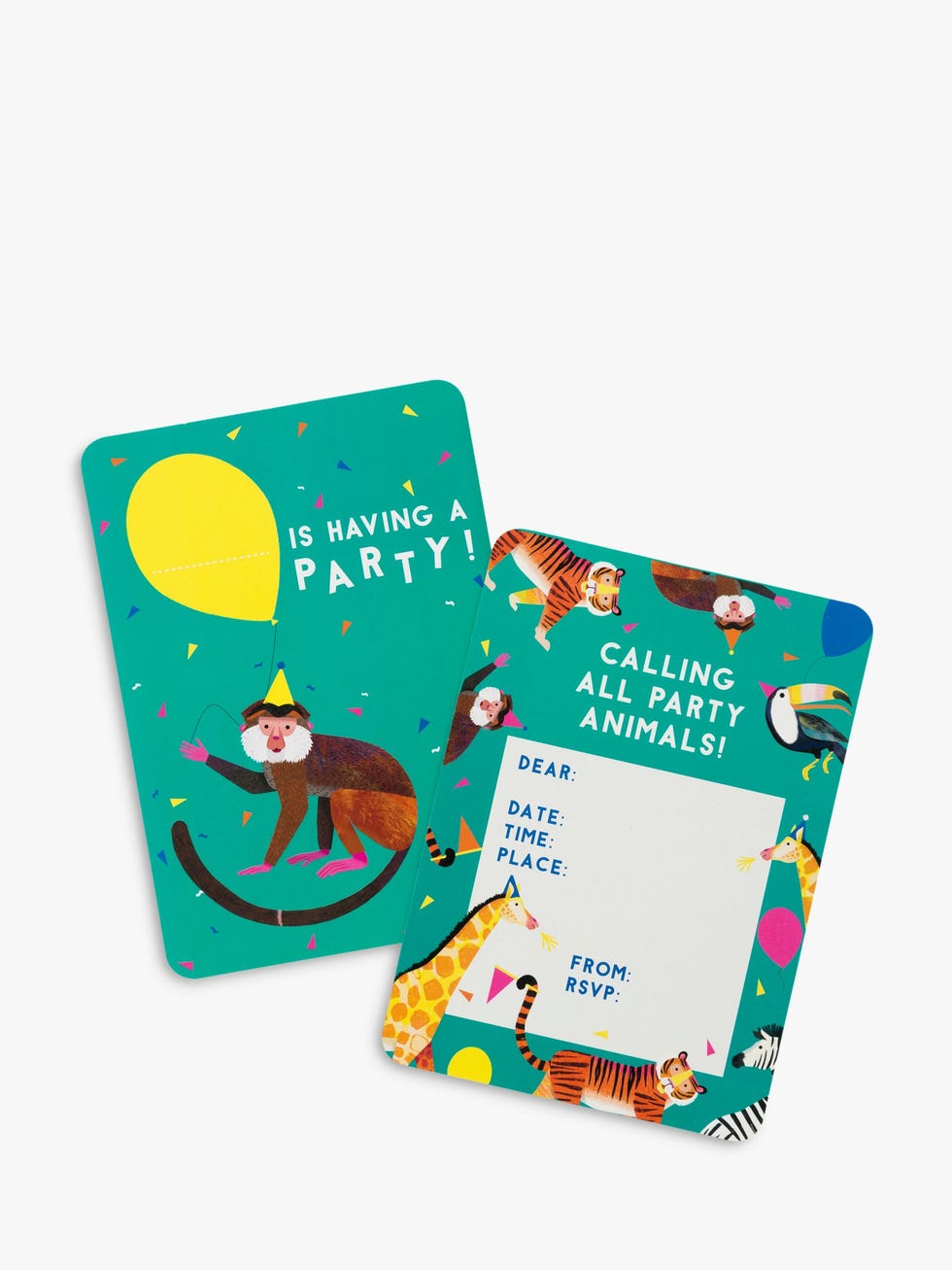 Talking Tables Party Animals Party Invitations, Pack of 8- Physical 