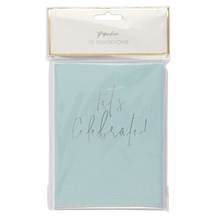 Silver blue invitations - pack of 10