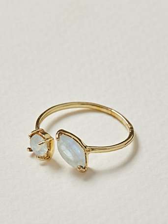 Salvia Open Moonstone & Gold Plated Ring