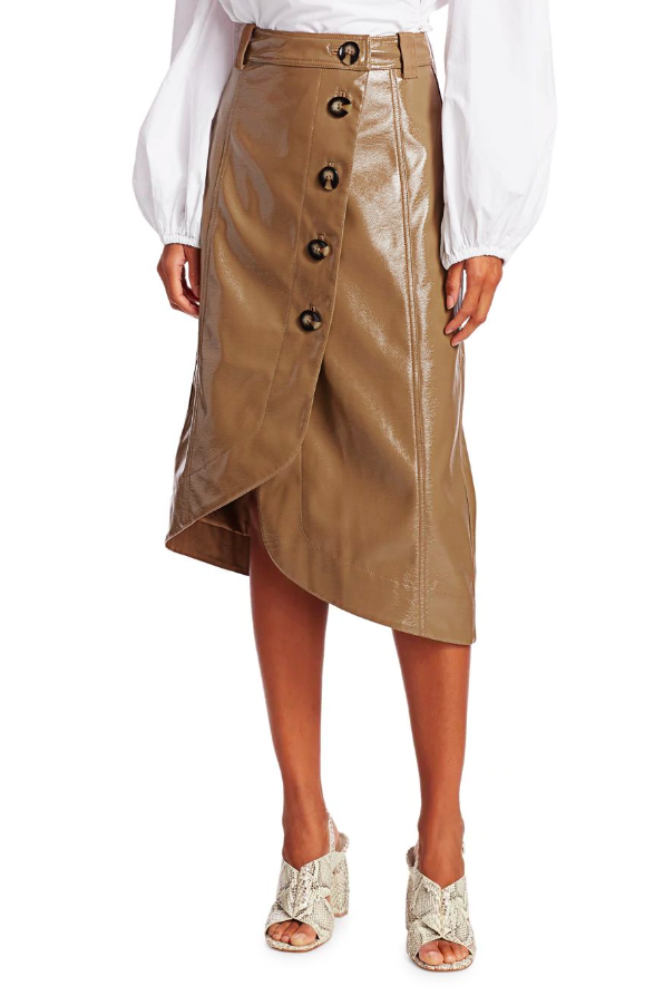 Asymmetrical Patent Leather Skirt