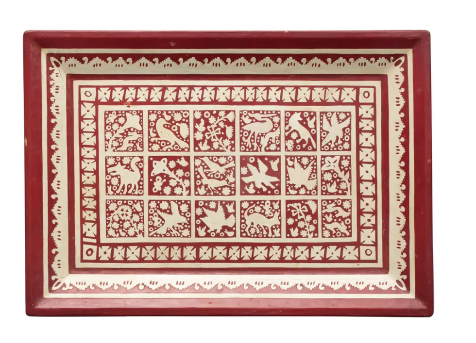 Olinala Mexican Hand-Carved Wood Serving Tray