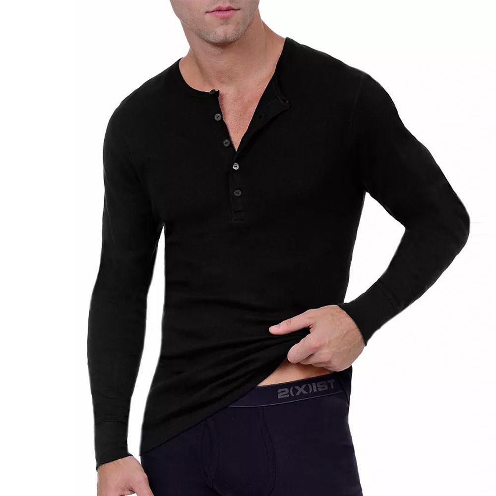 black long sleeve henley shirt