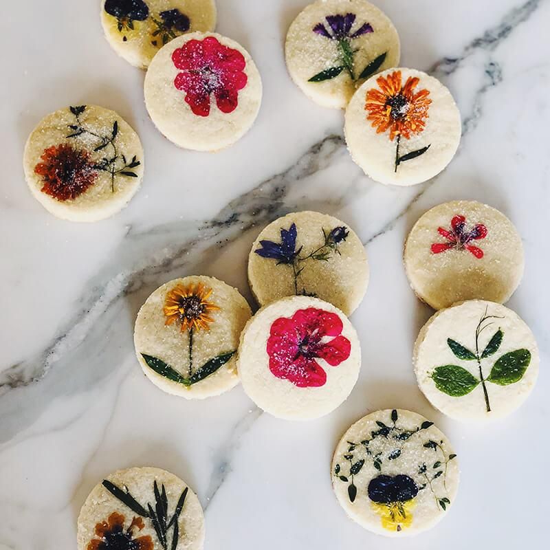 Flower Pressed Shortbread Cookies