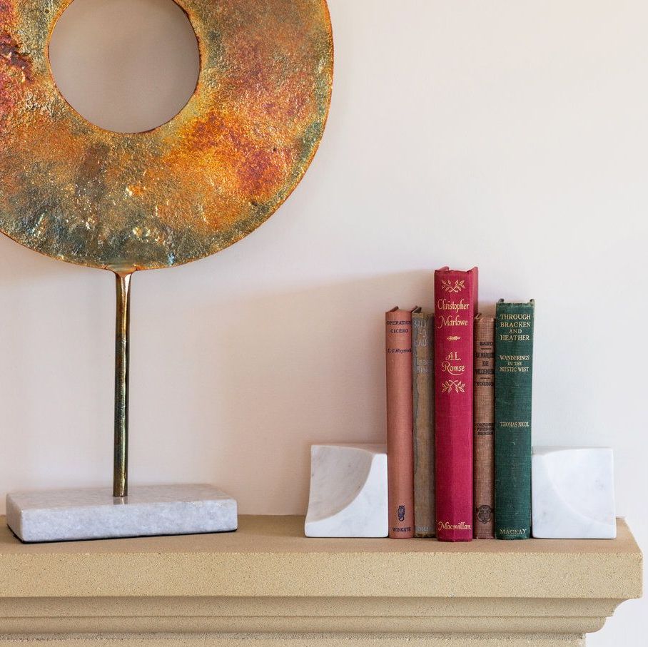 Carved Marble Bookends - Set of 2 - White