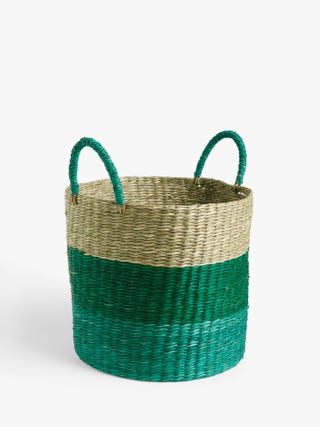 Seagrass Basket, Medium, Green/Blue