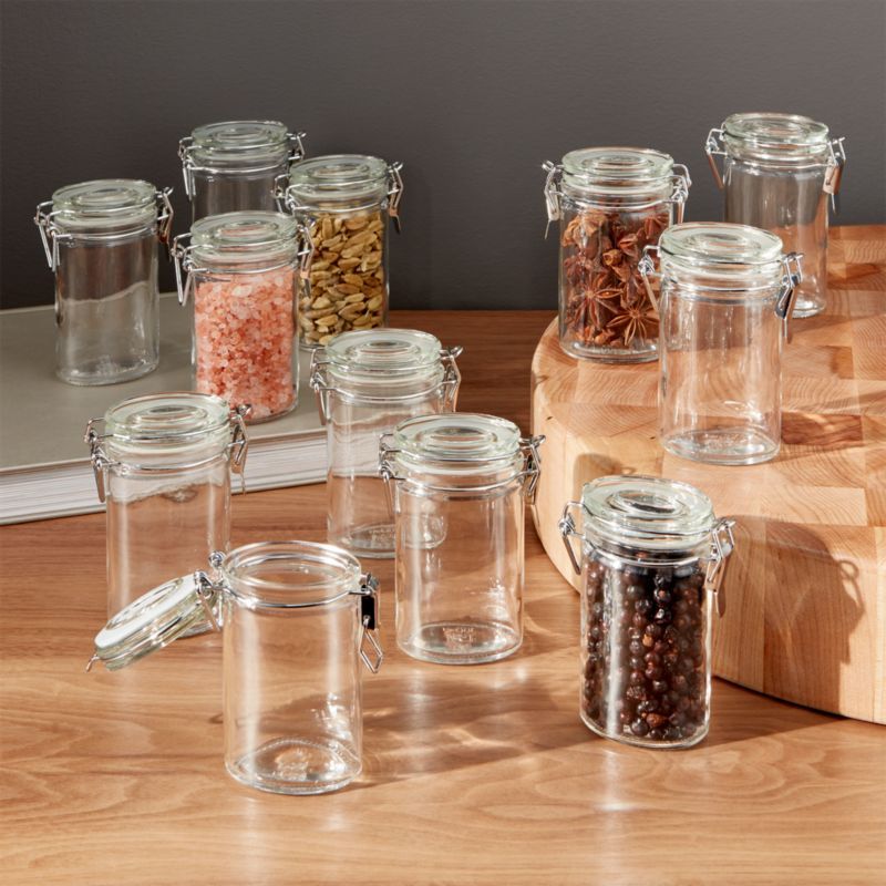 Spice Jar Set Glass Organizer Pepper Shaker Flavor Container
