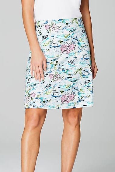 Tropical Toile Print Easy Knit Skirt
