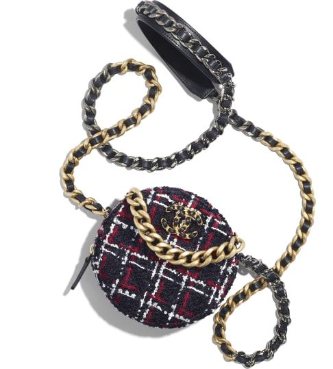 Pochette Chanel 19 in tweed e catena in metallo