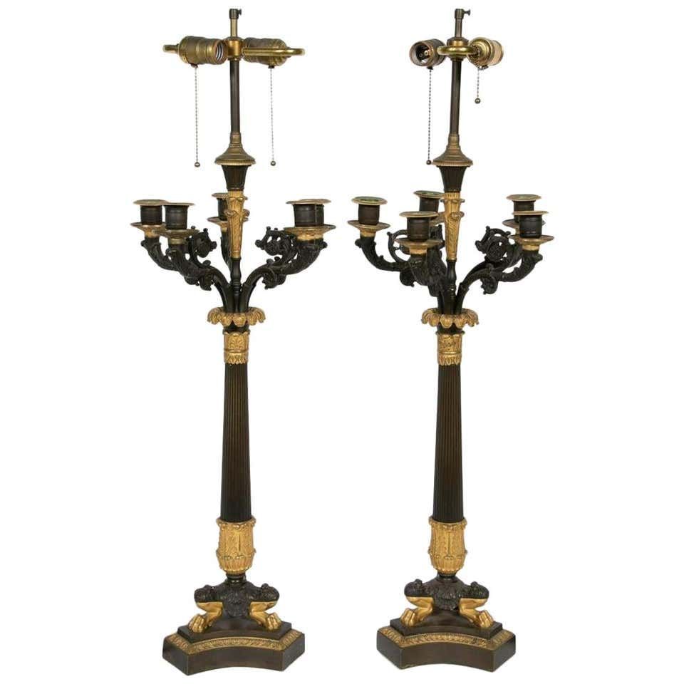 Pair of Fine French Candelabra Lamps