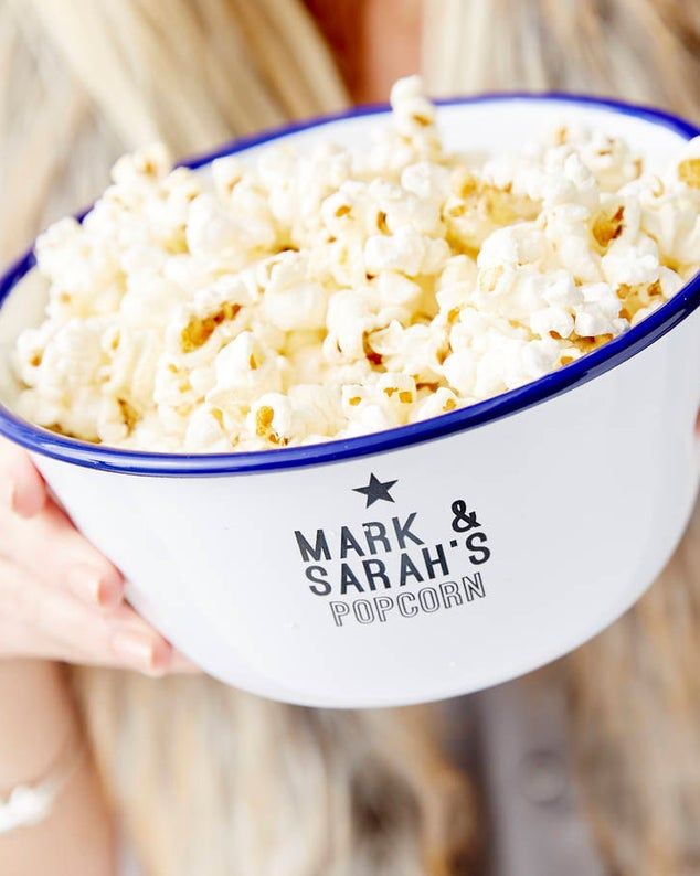 Personalized Enamel Popcorn Bowl