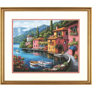 Dimensions Lakeside Village Counted Cross Stitch Kit 38cm x 30cm