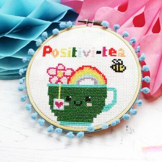 Rainbow Positivi Tea Cross Stitch Kit For Adults