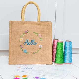 Hello Jute Bag Modern Cross Stitch Kit