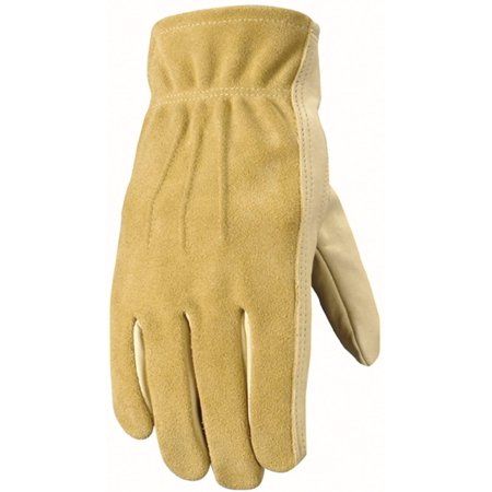FZTEY YELLOW LEATHER & SUEDE HEAVY DUTY GARDENING WORK GLOVES ~ LARGE ~ YELLOW 
