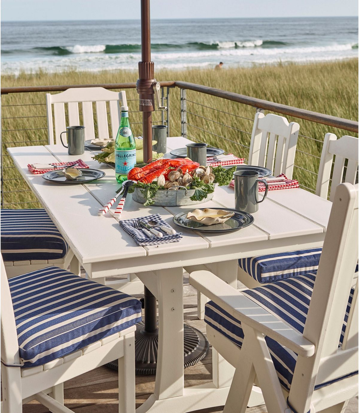 Blue patio discount table and chairs