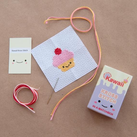 Kawaii Cup Cake Mini Cross Stitch Kit, £5
