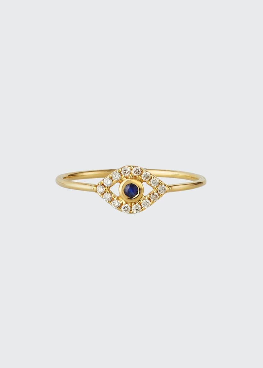 14k Diamond Pave Evil Eye Ring, Size 6.5