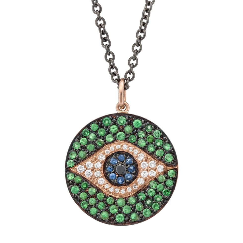 Louis Vuitton Key Brooch Necklace Hawk's Eye Stone Gold in Gold