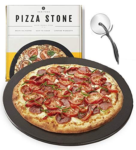 Ceramic Pizza Stone and Pizza Cutter Wheel 