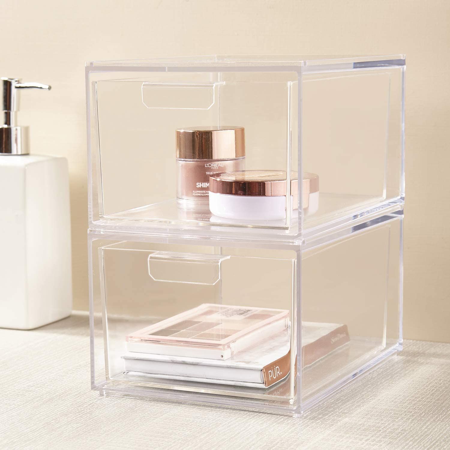 3 Pack Clear mDesign Plastic Bathroom Vanity Storage Organizer Tray Holder 