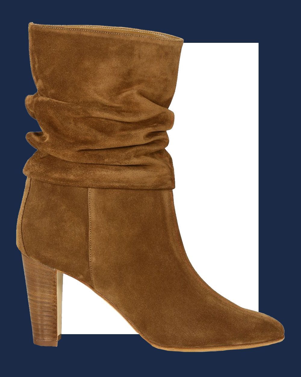Ruched Mid-Calf Suede Boots