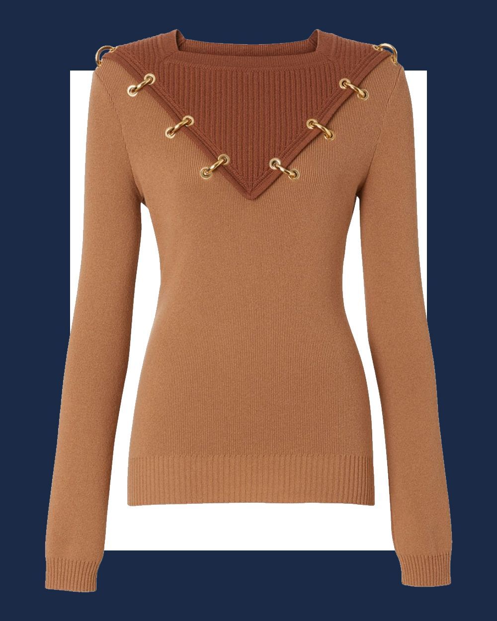 Wool & Cashmere Goldtone Ring Sweater